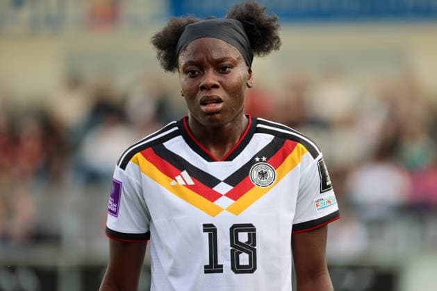 Ried im Innkreis, Österreich 18. April 2026: Frauen WM-Qualifikationsspiel Österreich vs. Deutschland - Länderspiel Im Bild: Nicole Anyomi (Deutschland) Copyright: HMBxMedia MadeleinexFantini