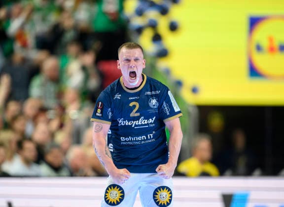 Jubel Noah BEYER (BHC). Halbfinale, Bergischer HC (BHC) - SC Magdeburg (SCM), am 18.04.2026 Handball DHB-Pokal Final4, vom 18.04 - 19.04.2026 in Koeln Deutschland. Lanxess Arena