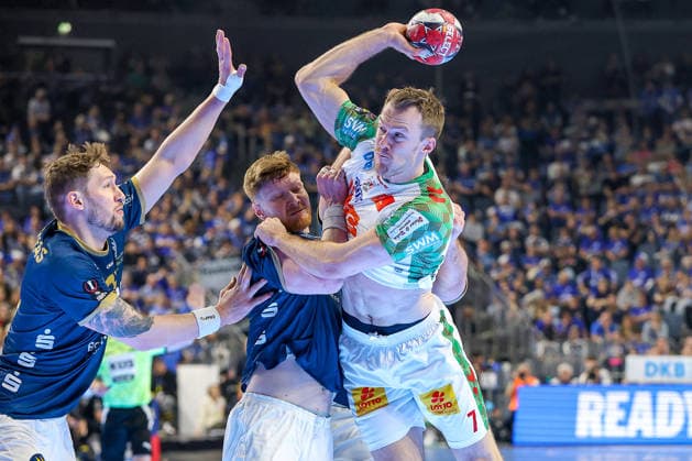 18.04.2026, xsscx, Handball, DHB-Pokal Lidl Final4, Halbfinale, Bergischer HC - SC Magdeburg, Saison 2025 2026 Herren, Lanxess Arena, Köln: Felix Claar (SC Magdeburg 07) beim Wurf Photo: xSandraxScherningxPressefotoKochx Nordrhein-Westfalen Deutschland
