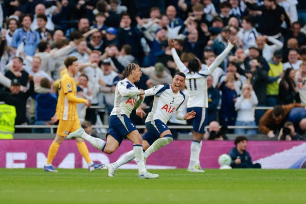 Premier League 2025 26 Tottenham Hotspur v Brighton and Hove Albion Tottenham Hotspur Stadium 18.04.2026 Xavi Simons of Tottenham Hotspur scores 2-1 Premier League 2025 26 Tottenham Hotspur v Brighton and Hove Albion Tottenham Hotspur Stadium 18.04.2026 Photograph By Marc Aspland The Times  Copyright: xMarcxAsplandx NINTCHDBPICT001074498592