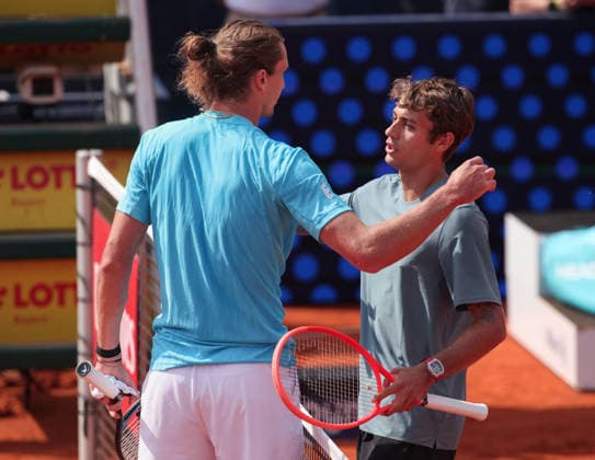 Alexander Zverev (GER) gratuliert dem Sieger Flavio Cobolli (ITA) Tennis - BMW Open 2026 - ATP, Tennis Herren 500 - MTTC Iphitos - Muenchen - Bayern - Deutschland - 18 April 2026. Copyright: xJuergenxHasenkopfx