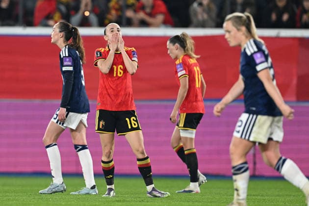 20260418 BELGIUM VS SCOTLAND Zenia Mertens (16) of Belgium reacts during a women football game between the national teams of Belgium, called the Red Flames and Scotland on the 4th matchday in the league phase of the Uefa Womens Qualifiers, on Saturday 18 April 2026 in Leuven , BELGIUM . Photo Sportpix David Catry Leuven BELGIUM  Copyright: xDavidxCatryx 20260418DC2_3763