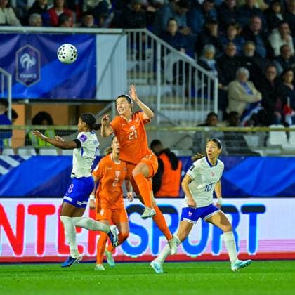 AUXERRE , 18-04-2026 , Stade de l Abbe-Deschamps , Season 2025 2026 , UEFA worldcup qualification football , match between France and The Netherlands (women) , picture shows Netherlands player Damaris Egurrola France - Netherlands (women)  x203134810x Copyright: