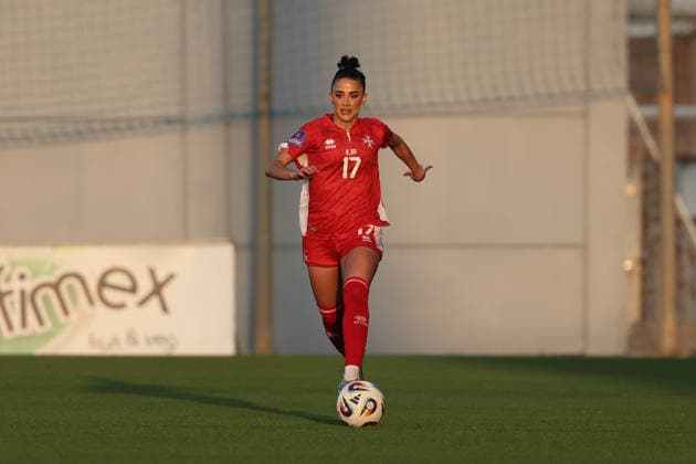Brenda Borg of Malta is in action during the FIFA Women™s World Cup 2027 European qualifiers League B, Group B2 soccer match between Malta and Nothern Ireland at the Centenary Stadium, Ta™ Qali, Malta on 18 April 2026. Women™s European Qualifiers - Malta v Northern Ireland