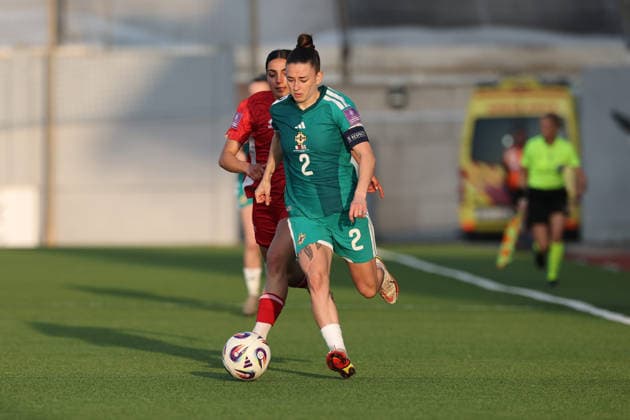 Rebecca McKenna, captain of Northern Ireland is in action during the FIFA Women™s World Cup 2027 European qualifiers League B, Group B2 soccer match between Malta and Nothern Ireland at the Centenary Stadium, Ta™ Qali, Malta on 18 April 2026. Women™s European Qualifiers - Malta v Northern Ireland