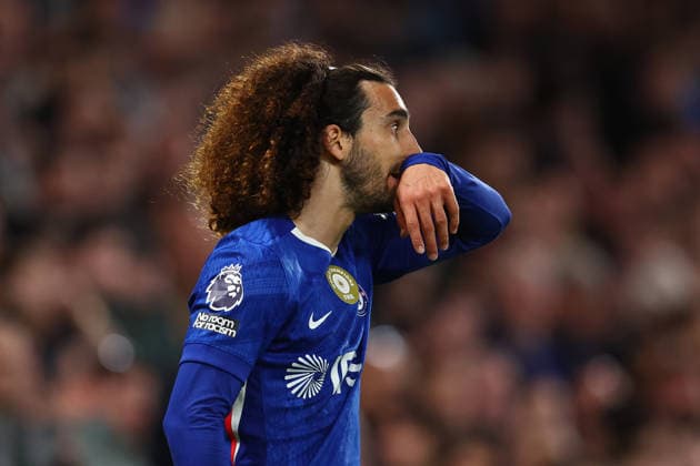 London, England, 18th April 2026. Marc Cucurella of Chelsea reacts during the Chelsea vs Manchester United, ManU Premier League match at Stamford Bridge, London. Picture credit should read: Paul Terry Sportimage EDITORIAL USE ONLY. No use with unauthorised audio, video, data, fixture lists, club league logos or live services. Online in-match use limited to 120 images, no video emulation. No use in betting, games or single club league player publications. SPI_044_PT_Chelsea_Man_Utd SPI-4701-0044