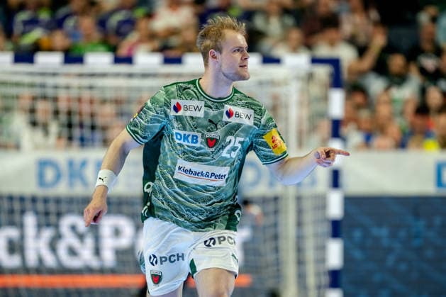 Köln, 18.04.2026, Handball, Herren, Lidl Final4, DHB Pokal, Halbfinale, TBV Lemgo Lippe - Füchse Berlin Matthes Langhoff (Füchse Berlin, 25) jubelt nach einem Treffer Köln Lanxess Arena NRW Germany