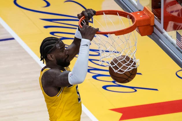 April 18, 2026, Los Angeles, California, USA: Los Angeles LakersÃ¢â‚¬â ¢ Deandre Ayton (5) dunks against the Houston Rockets during Game 1 of a first-round NBA, Basketball Herren, USA playoff series at Crypto.com Arena on Saturday, April 18, 2026 in Los Angeles. Los Angeles USA - ZUMAc68_ 20260418_zaf_c68_003 Copyright: xRingoxChiux