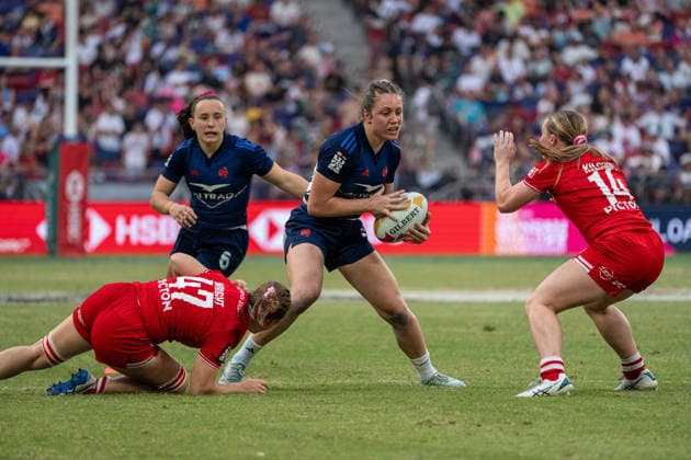 HONGKONG-RUGBY Lili Dezou team France during a women™s rugby match between Canada and France at the Hong Kong Rugby Sevens in Hong Kong, April 18, 2026. NEXPHER Vernon Yuen HONG KONG