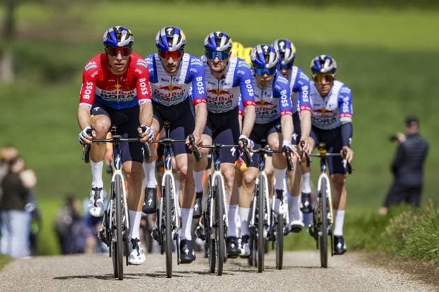 VOERENDAAL - Riders of Team Red Bull - BORA - hansgrohe near Voerendaal during the 2026 Amstel Gold Race. MARCEL VAN HOORN ANP xVIxANPxSportx xxANPxIVx 556193888 originalFilename: 556193888.jpg