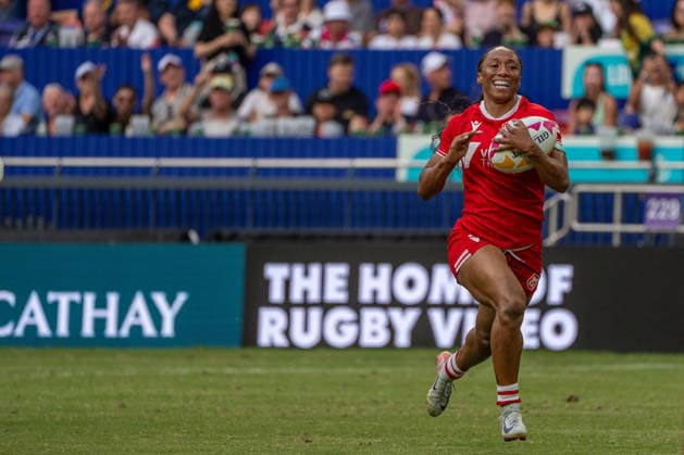 HONGKONG-RUGBY Charity Williams form Team Canada during a women™s rugby match between Canada and France at the Hong Kong Rugby Sevens in Hong Kong, April 18, 2026. NEXPHER Vernon Yuen HONG KONG