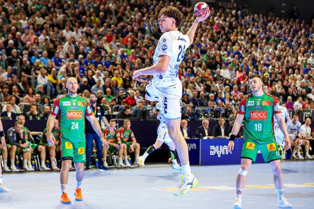 19.04.2026, xsscx, Handball, DHB-Pokal Lidl Final4, Spiel um Platz 3, TBV Lemgo-Lippe - SC Magdeburg, Saison 2025 2026 Herren, Lanxess Arena, Köln: Joel Willecke (TBV Lemgo Lippe 24) beim Wurf Photo: xSandraxScherningxPressefotoKochx Nordrhein-Westfalen Deutschland