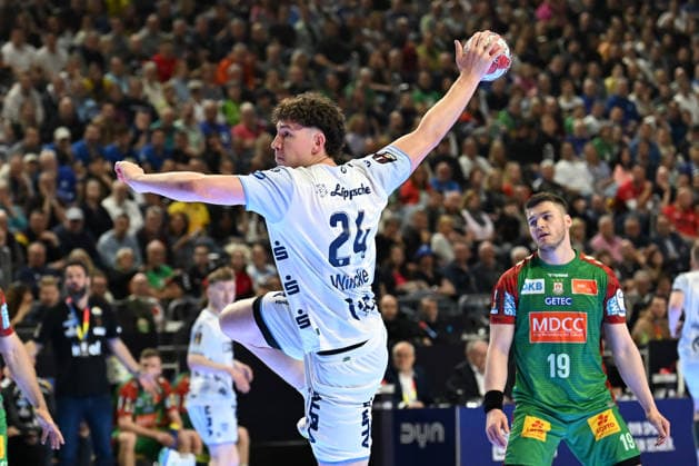 GER, Lanxess Arena Koeln, HBL, LIDL FINAL4, Men, Spiel um Platz 3, TBV Lemgo Lippe vs. SC Magdeburg 19.04.2026, Lanxess Arena , Koeln , GER, Lanxess Arena Koeln, HBL, LIDL FINAL4, Men, Spiel um Platz 3, TBV Lemgo Lippe vs. SC Magdeburg , im Bild: Joel Willecke (TBV Lemgo 24), frei vor dem Tor