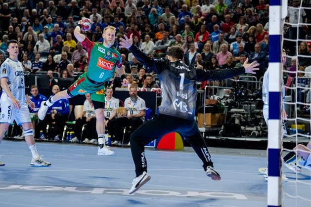 Köln, 19.04.2026, Handball, Herren, Lidl Final4, DHB Pokal, Spiel um Platz 3, TBV Lemgo Lippe - SC Magdeburg Matthias Musche (SC Magdeburg, 6) beim Torwurf Köln Lanxess Arena NRW Germany