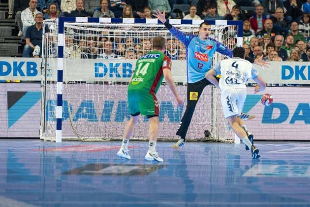 Omar Ingi Magnusson, Rueckraum, (SC Magdeburg 14),Samuel Zehnder, Aussen (TBV Lemgo Lippe 4), Matej Mandic, Torwart, (SC Magdeburg 12), TBV Lemgo Lippe - SC Magdeburg, DHB-Pokal Maenner, Herren, 6. Spieltag, Spiel um Platz 3, Daikin HBL, Lidl Final 4, 19.04.2026 Köln NRW Deutschland