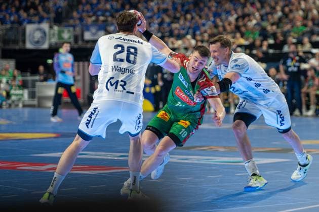 Hendrik Wagner, Rueckraum (TBV Lemgo Lippe 28), Elvar Orn Jonsson, Rueckraum, (SC Magdeburg 19), TBV Lemgo Lippe - SC Magdeburg, DHB-Pokal Maenner, Herren, 6. Spieltag, Spiel um Platz 3, Daikin HBL, Lidl Final 4, 19.04.2026 Köln NRW Deutschland