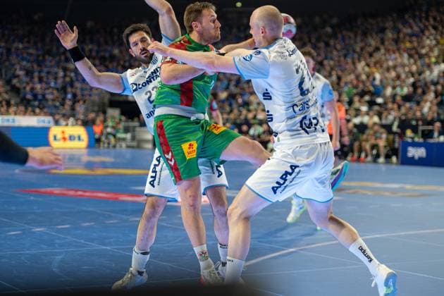 Matthias Musche, Aussen, (SC Magdeburg 6), Leve Carstensen, Aussen (TBV Lemgo Lippe 21), TBV Lemgo Lippe - SC Magdeburg, DHB-Pokal Maenner, Herren, 6. Spieltag, Spiel um Platz 3, Daikin HBL, Lidl Final 4, 19.04.2026 Köln NRW Deutschland