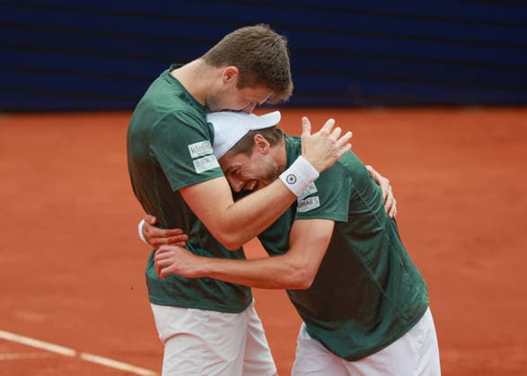 Jakob Schnaitter (umgedrehte Kappe), Mark Wallner jubeln nach dem Sieg, Jubel, Freude, Emotion, Herren Doppel, Men s Doubles, Endspiel, Final Tennis - BMW Open 2026 - ATP, Tennis Herren 500 - MTTC Iphitos - Muenchen - Bayern - Deutschland - 19 April 2026. Copyright: xJuergenxHasenkopfx