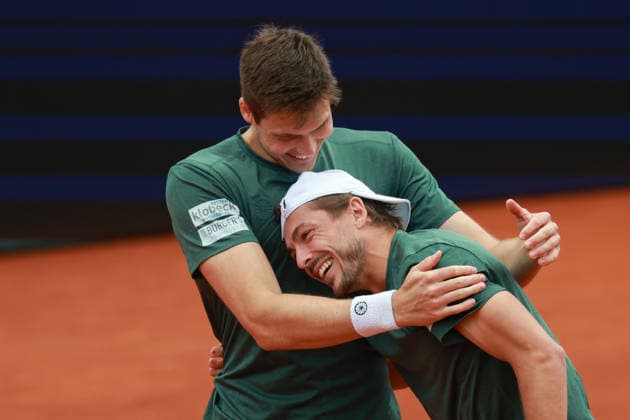 Jakob Schnaitter (umgedrehte Kappe), Mark Wallner jubelt nach dem Sieg, Jubel, Freude, Emotion, Herren Doppel, Men s Doubles, Endspiel, Final Tennis - BMW Open 2026 - ATP, Tennis Herren 500 - MTTC Iphitos - Muenchen - Bayern - Deutschland - 19 April 2026. Copyright: xJuergenxHasenkopfx
