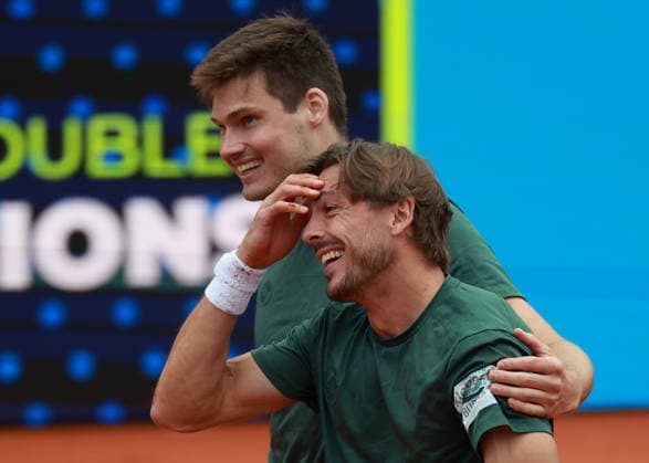 Jakob Schnaitter (umgedrehte Kappe), Mark Wallner jubeln nach dem Sieg, Jubel, Freude, Emotion, Herren Doppel, Men s Doubles, Endspiel, Final Tennis - BMW Open 2026 - ATP, Tennis Herren 500 - MTTC Iphitos - Muenchen - Bayern - Deutschland - 19 April 2026. Copyright: xJuergenxHasenkopfx