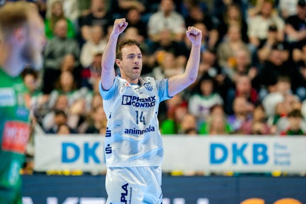 Köln, 19.04.2026, Handball, Herren, Lidl Final4, DHB Pokal, Spiel um Platz 3, TBV Lemgo Lippe - SC Magdeburg Bobby Schagen (TBV Lemgo, 14) jubelt nach einem Treffer Köln Lanxess Arena NRW Germany