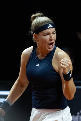 Karolina Muchova (CZE) im Bild, Jubel, Freude, Emotion, Geste, GER, Elena Rybakina vs. Karolina Muchova, Tennis, ATP, Tennis Herren Turnier, WTA, Tennis Damen 500, Porsche Tennis Grand-Prix, Finale, 19.04.2026, GER, Elena Rybakina vs. Karolina Muchova, Tennis, ATP-Turnier, WTA 500, Porsche Tennis Grand-Prix, Finale, 19.04.2026, Stuttgart Copyright: xEibner-Pressefoto EdwardxCheungx EP_ECG