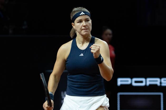 Karolina Muchova (CZE) im Bild, Jubel, Freude, Emotion, Geste, GER, Elena Rybakina vs. Karolina Muchova, Tennis, ATP, Tennis Herren Turnier, WTA, Tennis Damen 500, Porsche Tennis Grand-Prix, Finale, 19.04.2026, GER, Elena Rybakina vs. Karolina Muchova, Tennis, ATP-Turnier, WTA 500, Porsche Tennis Grand-Prix, Finale, 19.04.2026, Stuttgart Copyright: xEibner-Pressefoto EdwardxCheungx EP_ECG