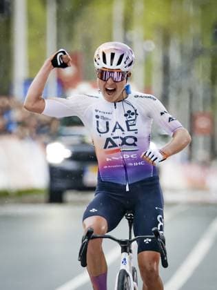VALKENBURG - Paula Blasi (UAE Team ADQ) celebrates her victory at the finish of the 2026 Amstel Gold Race for women in Valkenburg. MARCEL VAN HOORN ANP xVIxANPxSportx xxANPxIVx 556200935 originalFilename: 556200935.jpg