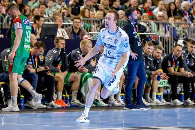 19.04.2026, xsscx, Handball, DHB-Pokal Lidl Final4, Spiel um Platz 3, TBV Lemgo-Lippe - SC Magdeburg, Saison 2025 2026 Herren, Lanxess Arena, Köln: Bobby Schagen (TBV Lemgo Lippe 14) jubelnd nach dem Treffer Photo: xSandraxScherningxPressefotoKochx Nordrhein-Westfalen Deutschland