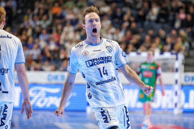 19.04.2026, xsscx, Handball, DHB-Pokal Lidl Final4, Spiel um Platz 3, TBV Lemgo-Lippe - SC Magdeburg, Saison 2025 2026 Herren, Lanxess Arena, Köln: Bobby Schagen (TBV Lemgo Lippe 14) jubelnd nach dem Treffer Photo: xSandraxScherningxPressefotoKochx Nordrhein-Westfalen Deutschland