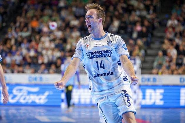 19.04.2026, xsscx, Handball, DHB-Pokal Lidl Final4, Spiel um Platz 3, TBV Lemgo-Lippe - SC Magdeburg, Saison 2025 2026 Herren, Lanxess Arena, Köln: Bobby Schagen (TBV Lemgo Lippe 14) jubelnd nach dem Treffer Photo: xSandraxScherningxPressefotoKochx Nordrhein-Westfalen Deutschland