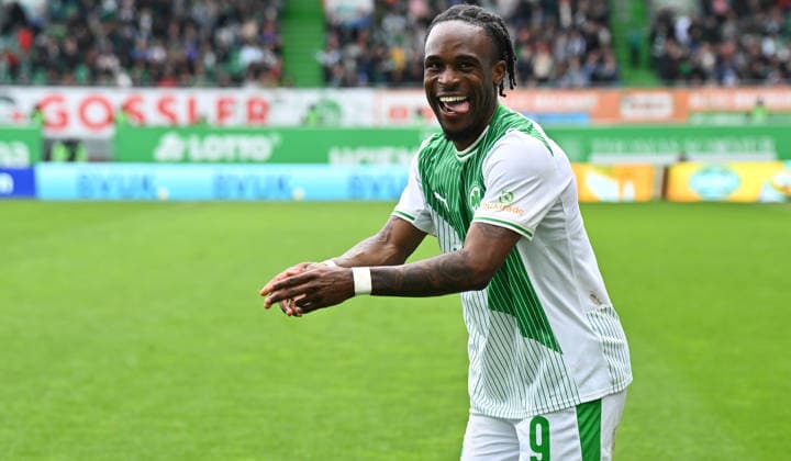 19.04.2026 - Fussball - Saison 2025 2026 - 2. Fussball - Bundesliga - 30. Spieltag: SpVgg Greuther Fürth ( Kleeblatt ) - SV Darmstadt 98 ( Lilien ) - Sportfoto Zink - xwoxzix - DFL regulations prohibit any use of photographs as image sequences and or quasi-video - only for editorial use - Torjubel Jubel Freude nach Treffer Tor Torschuß zum 2:2 durch Noel Futkeu (9, SpVgg Greuther Fürth ) -