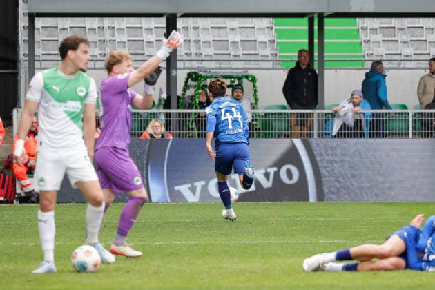 19.04.2026, xgrfx, Fussball 2.Bundesliga, SpVgg Greuther Fuerth - SV Darmstadt 98 v.l. Tor, Yosuke Furukawa zum 1:2 (SV Darmstadt) (DFL DFB REGULATIONS PROHIBIT ANY USE OF PHOTOGRAPHS as IMAGE SEQUENCES and or QUASI-VIDEO) Fuerth