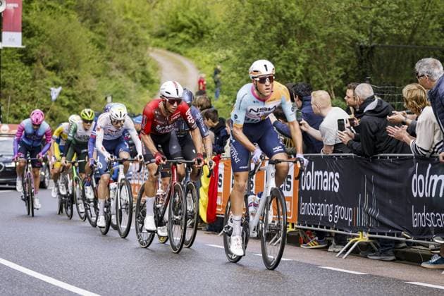 GULPEN - The men s leading group with Marco Frigo (NSN Cycling Team) in the lead on the Gulpenberg during the 2026 Amstel Gold Race in Gulpen. VINCENT JANNINK ANP xVIxANPxSportx xxANPxIVx 556204256 originalFilename: 556204256.jpg