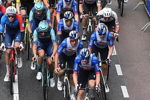Amstel Gold Race 2026 Cycling Race VALKENBURG, THE NETHERLANDS - APRIL 19 : Evenepoel Remco (BEL) of Red Bull - BORA - Hansgrohe during the 60th edition of Amstel Gold Race an UCI World Tour 1.UWT one day cycling road race for Men Elite of 220 km with start in Maastricht and finish in Valkenburg on April 19, 2026 in Valkenburg, The Netherlands, 19 04 2026 ( Motordriver Kenny Verfaillie - Valkenburg The Netherlands  Copyright: xVincentxKalutx
