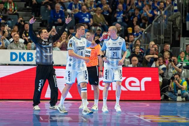 Constantin Moestl, Torwart (TBV Lemgo Lippe 1), Leve Carstensen, Aussen (TBV Lemgo Lippe 21), TBV Lemgo Lippe - SC Magdeburg, DHB-Pokal Maenner, Herren, 6. Spieltag, Spiel um Platz 3, Daikin HBL, Lidl Final 4, 19.04.2026 Köln NRW Deutschland