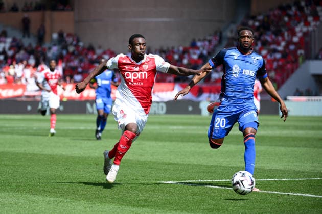 AS Monaco FC v AJ Auxerre - Ligue 1 McDonald s 2025 2026 09 Folarin BALOGUN (asm) - 20 Sinaly DIOMANDE (aja) during the Ligue 1 McDonald s match between AS Monaco FC and AJ Auxerre at Stade Louis II on April 19, 2026 in Monaco, Monaco. Monaco Monaco  Copyright: xFEPx 776348355