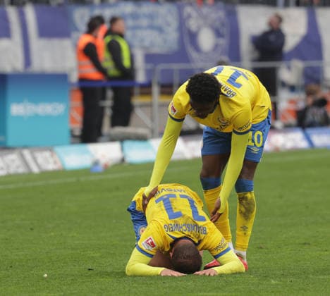 Faride Alidou (Eintracht Braunschweig), Jovan Mijatovic (Eintracht Braunschweig) Fussball, Herren, Saison 2025 2026 2.BL, Eintracht Stadion, Eintracht Braunschweig gegen Hertha BSC Berlin 1-1 DFL REGULATIONS PROHIBIT ANY USE OF PHOTOGRAPHS AS IMAGE SEQUENCES AND OR QUASI-VIDEO.