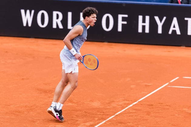 MUNICH, GERMANY - APRIL 19: Ben Shelton (USA) cheers during the BMW Open by Bitpanda Singles match between Flavio Cobolli (ITA) vs Ben Shelton (USA) at MTTC Iphitos on April 19, 2026 in Munich, Germany. Bavaria Germany Copyright: xSteffiexWunderlx