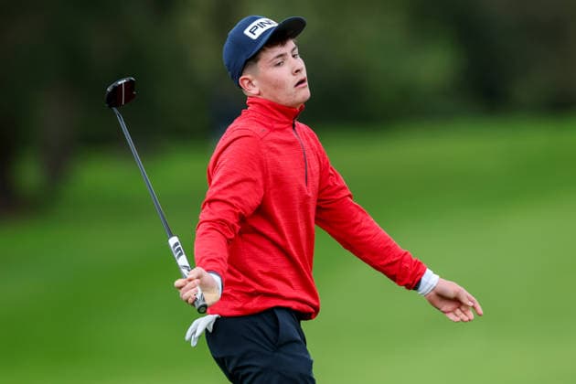 REPRO FREE *PRESS RELEASE NO REPRODUCTION FEE* EDITORIAL USE ONLY Flogas Irish Boys Amateur Open Championship, Malone Golf Club, Belfast 19 4 2026 John William Burke reacts John William Burke reacts 19 4 2026  Copyright: x INPHO RyanxByrnex RB1_3192