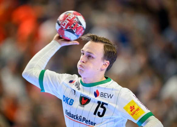 Tobias Groendahl (Gröndahl) (B) Aktion. Finale Füchse Berlin (B) - Bergischer HC (BHC), am 19.04.2026. Handball DHB Pokal Final4 2026, vom 18.04 - 19.04.2026 in Koeln Deutschland. Â