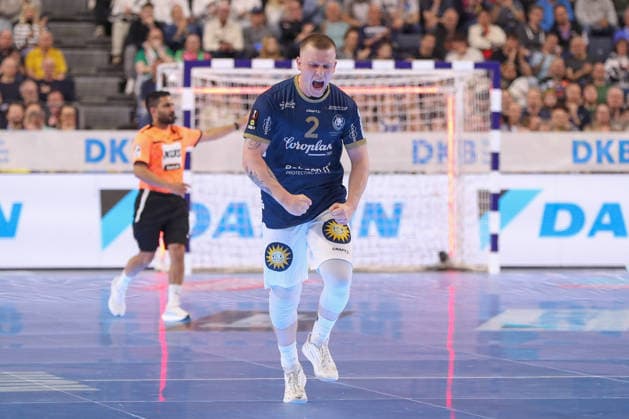 19.04.2026 ,xgox, Handball - DHB Pokal Finale Füchse Berlin - Bergischer HC emspor, v.l. Noah Beyer (Bergischer HC, 2) Jubel, Torjubel, jubelt ueber das Tor, celebrate the goal, celebration Koeln
