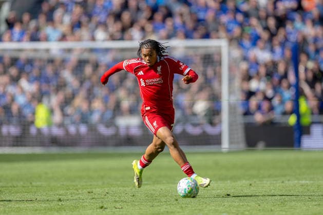 Football - FA Premier League - Everton FC v Liverpool FC LIVERPOOL, ENGLAND - Sunday, April 19, 2026: Liverpool s Rio Ngumoha during the FA Premier League match between Everton FC and Liverpool FC, the 248th Merseyside Derby, at Bramley-Moore Dock. (Photo by David Rawcliffe Propaganda) LIVERPOOL Bramley-Moore Dock MERSEYSIDE ENGLAND  Copyright: xDavidxRawcliffex P2026-04-19-Everton_Liverpool-146