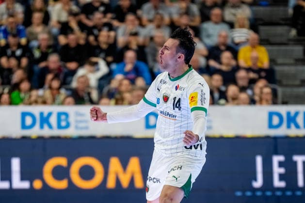 Köln, 19.04.2026, Handball, Herren, Lidl Final4, DHB Pokal, Finale, Füchse Berlin - Bergischer HC Aitor Arino (Füchse Berlin, 14) jubelt nach einem Treffer Köln Lanxess Arena NRW Germany