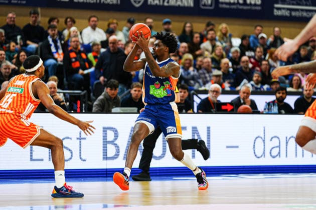 Kassim Nicholson (Rostock Seawolves, 08) GER, Rostock Seawolves vs. Ratiopharm Ulm, Basketball, Bundesliga, Spieltag 30, Saison 2025 2026, 19.04.2026 GER, Rostock Seawolves vs. Ratiopharm Ulm, Basketball, Bundesliga, Spieltag 30, Saison 2025 2026, 19.04.2026 Rostock Copyright: xEibner-Pressefoto MarcelxvonxFehrnx EP_MFN