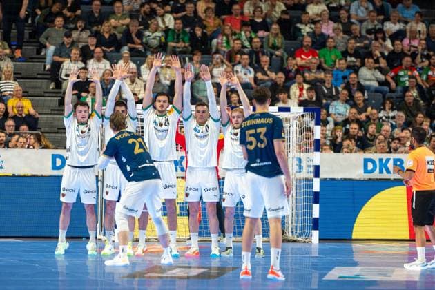 Kim Voss-Fels, Rueckraum (Bergischer Handball-Club 06 21), Soeren Steinhaus, Rueckraum (Bergischer Handball-Club 06 53), Bergischer HC - Fuechse Berlin, DHB-Pokal Maenner, Herren, 6. Spieltag, Finale, Daikin HBL, Lidl Final 4, 19.04.2026 Köln NRW Deutschland