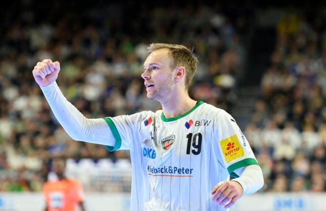 Jubel Mathias GIDSEL (B). Finale Füchse Berlin (B) - Bergischer HC (BHC), am 19.04.2026. Handball DHB Pokal Final4 2026, vom 18.04 - 19.04.2026 in Koeln Deutschland. Â