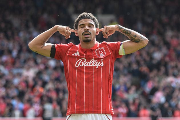 Nottingham Forest v Burnley, English Premier League, The City Ground, Nottingham, UK - 19 April 2026 Nottingham Forest s Morgan Gibbs-White celebrates after scoring his sides second goal , UK NEWSPAPERS OUT Copyright: xRichardxBowcottx