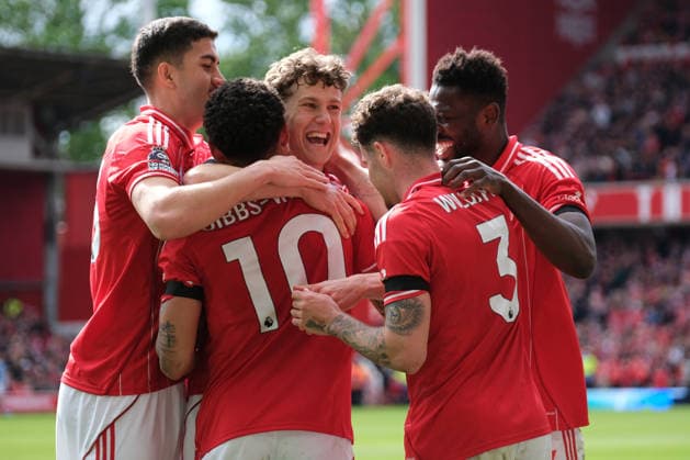NOTTINGHAM, ENGLAND, APRIL 19: Morgan Gibbs-White of Nottingham Forest celebrates his hat trick during the Premier league football match between Nottingham Forest and Burnley at the City Ground on April 19, 2026 in Nottingham, England. Copyright: xPaulxBonserx xSportsxPressxPhotox Sportspressphoto_SPR132922