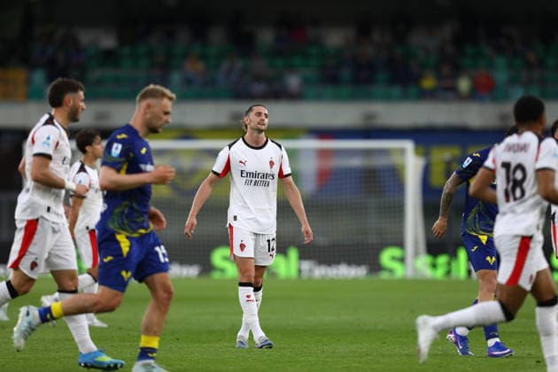 April 19, 2026, Verona, Veneto, Italy: ADRIEN RABIOT of AC Milan reacts during Matchday 33 of 38 of the Serie A 2025 26 between HELLAS VERONA and AC MILAN at the Bentegodi Stadium in Verona, Italy. AC Milan won 1:0. Soccer 2026: Hellas Verona 0:1 AC Milan  - ZUMAc179 20260419_zep_c179_019 Copyright: xMickaelxChavetx